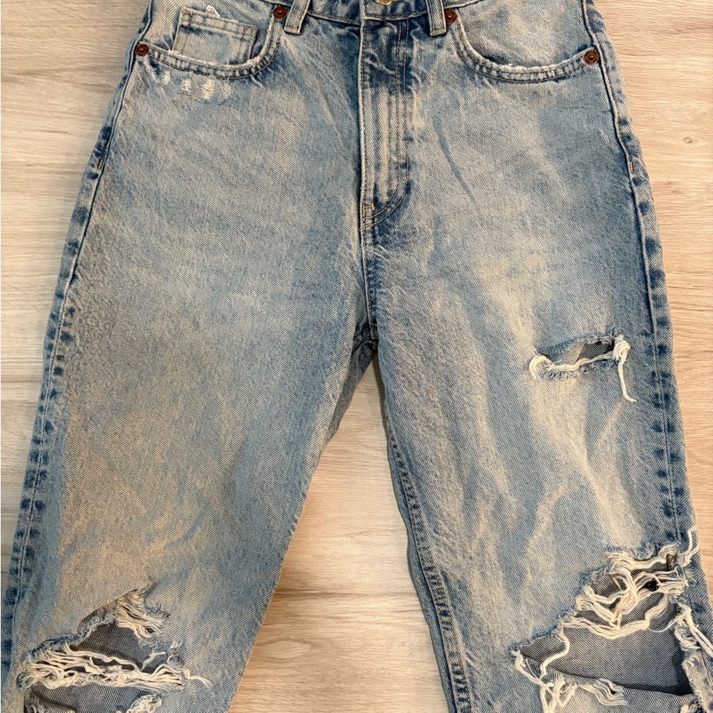 ZARA Light Wash Ripped Jeans